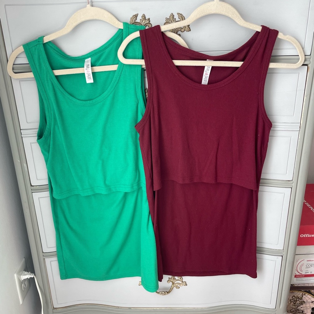 Latched Mama Ribbed Tank Set EUC